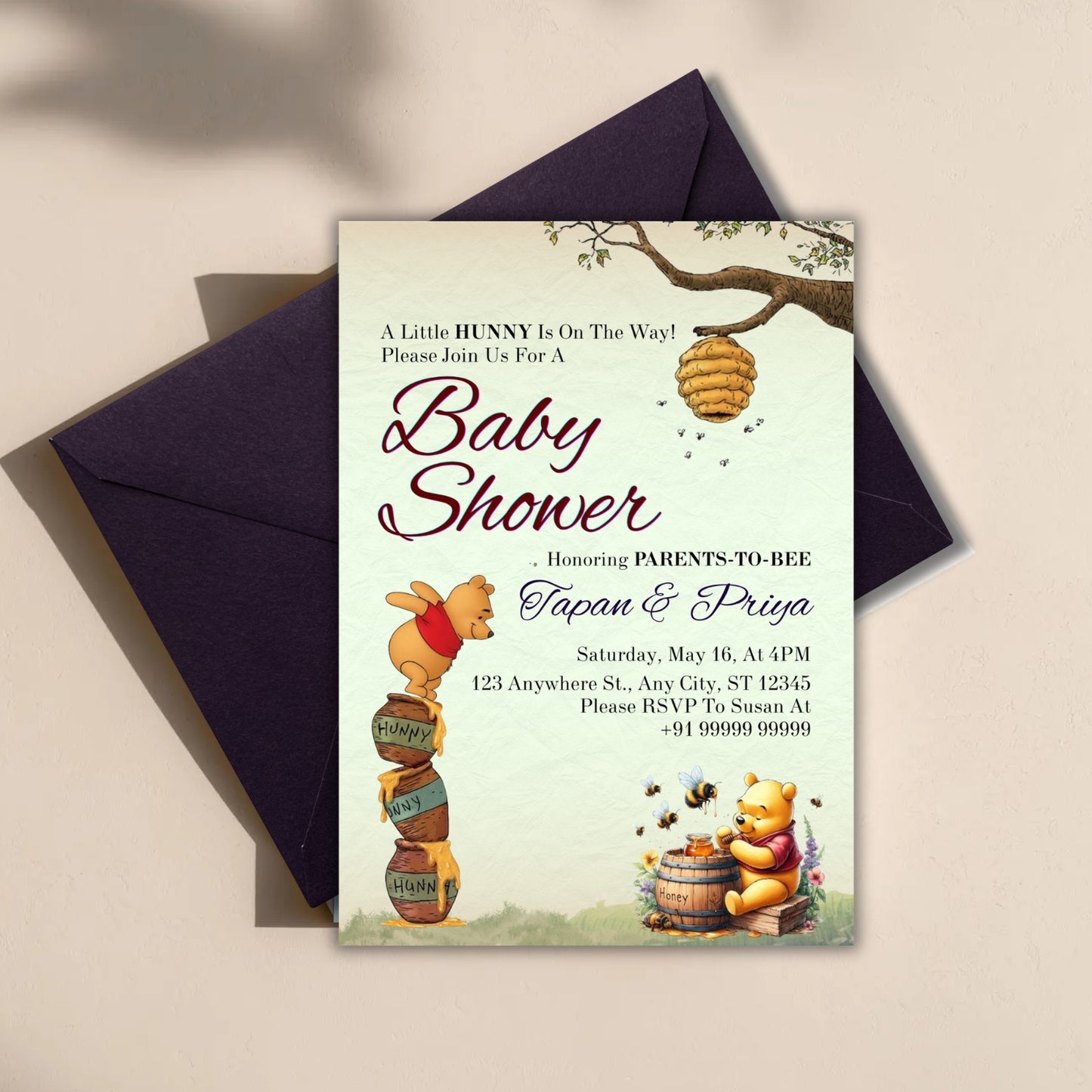 The Pooh baby shower invitation
