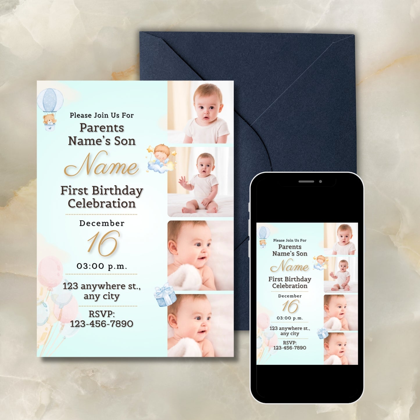 Minimal Luxe Digital Birthday Invitation